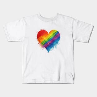 Watercolor Rainbow Pride Heart - LGBTQIA LGBT Pride - Love is Love Kids T-Shirt